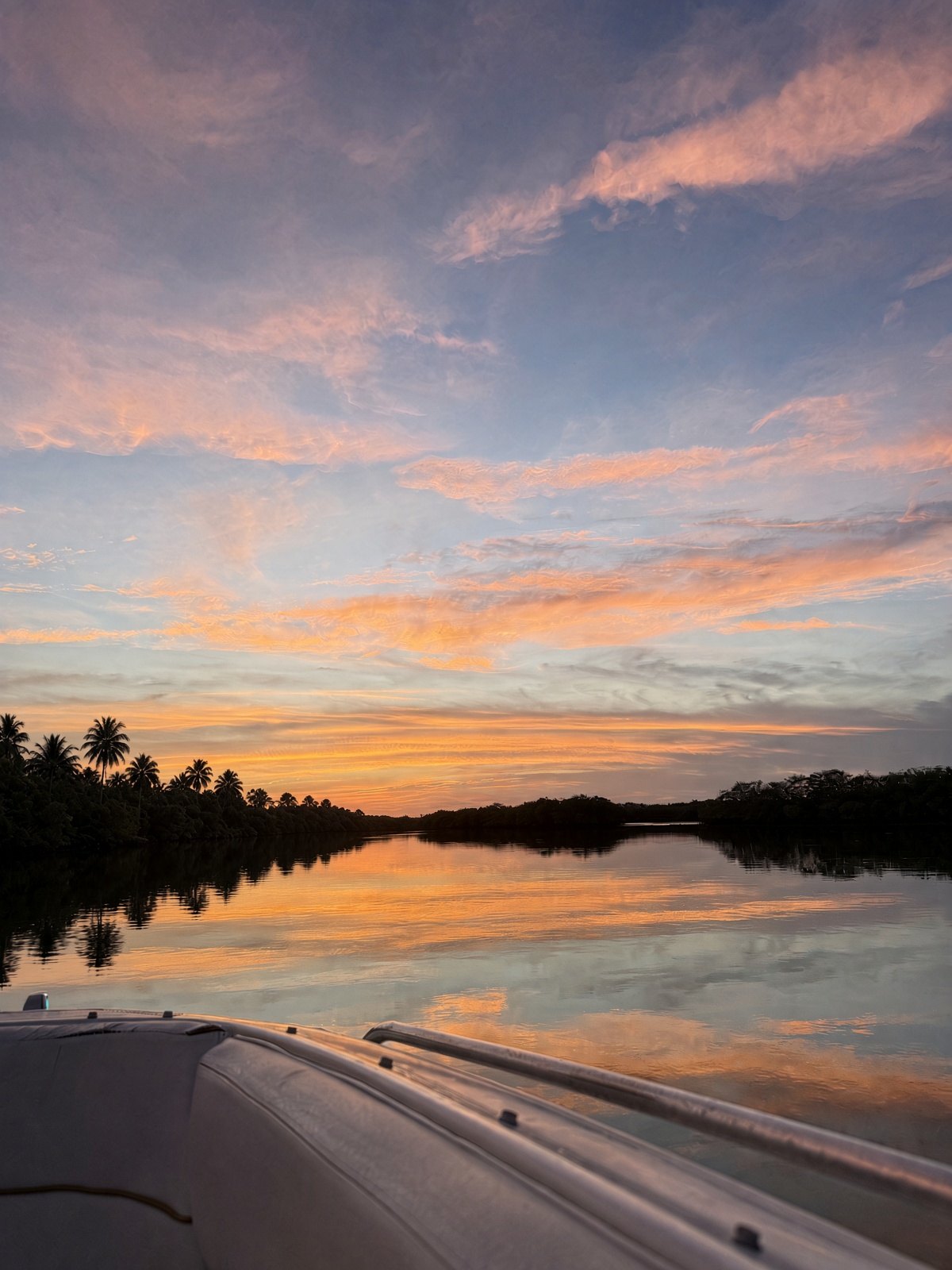 Sunset on the lake from the boat at Rustin Farms